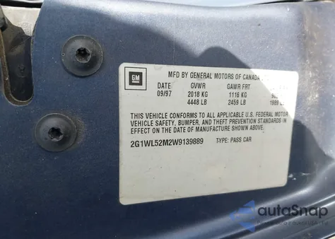 1998 Chevrolet Lumina Ls из США, поврежденный, VIN 2G1WL52M2W9139889